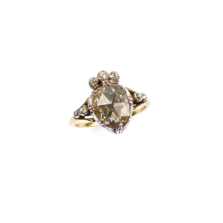 18th century rose cut diamond heart-and-crown ring